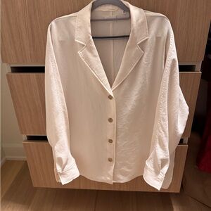 Wilfred Cream Button-Down Silk-Blend Shirt